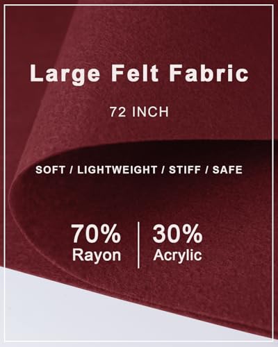 Burgundy Felt Fabric 72" x 36", Large Stiff Craft Felt Sheet by The Yard - color: Burgundy, size: 72" X 36" (1 Yard)