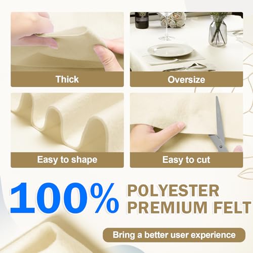 XSEINO Ivory Felt Fabric 180" X 36 "(5 Square Yards), 1.4 mm Thick Soft Felt Fabric Sheet for Crafts, White Series Colors Soft Nonwoven Fabric, Fit for Decoration, Sewing, DIY Crafts - color: Ivory, size: 5 yard pre cut