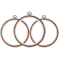 Dllxumm 3 Pcs 4 Inch Round Embroidery Hoops Display Frame, Circle Cross Stitch Hoop Ring Imitated Wood Embroidery Ornament for Craft Sewing Hanging DIY Halloween Christmas Gifts