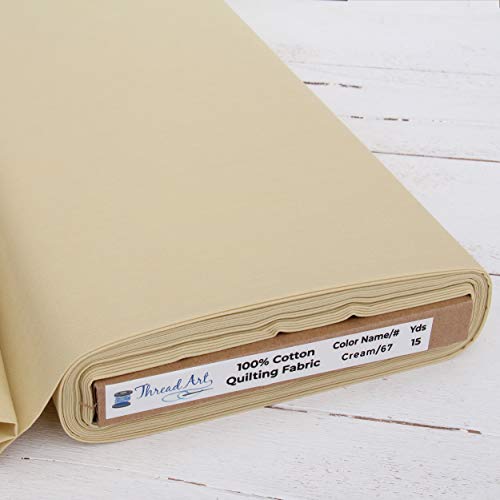 Threadart Cream Cotton Quilting Fabric - By the Yard - color: Cream, size: 1 YARD