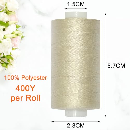 All Purpose Sewing Thread-2 Spools of Hand Polyester Sewing Thread for Sewing Machine for Hand and Machine Sewing(Light Beige, 2 spools) - color: Light Beige