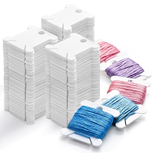 RAINFLOW 150PCS Plastic Embroidery Floss Bobbins - Thread Organizer Cards