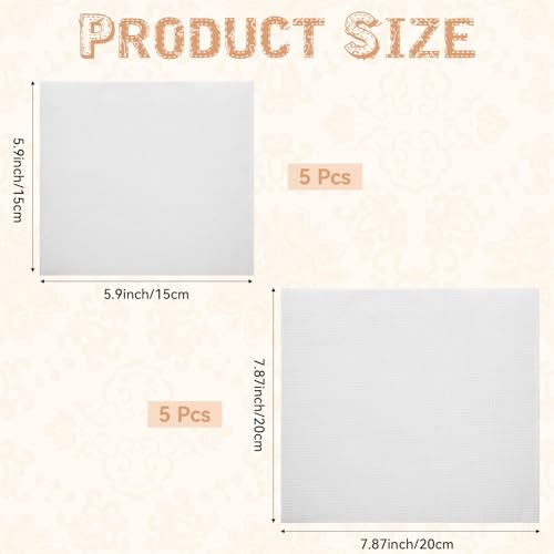 10 Pcs White Embroidery Fabric Squares, Pre-Cut Cotton Cloth Precuts for Hand Embroidery, Cross Stitch & Needlework, Multi-Size 8"x8" and 6"x6"