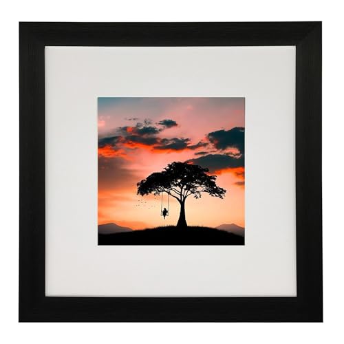 8x8 Photo Frame Gallery Picture frame with 5x5 mat,Freestanding and Wall Mountable,Black - color: Black, size: 8x8