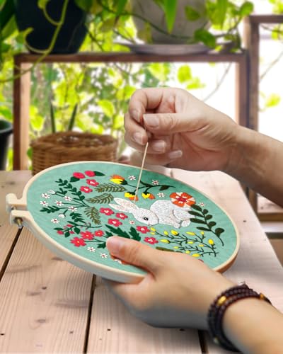 TINDTOP Embroidery Kit for Beginners Adult, Rabbit Embroidery Kit - color: Rabbit