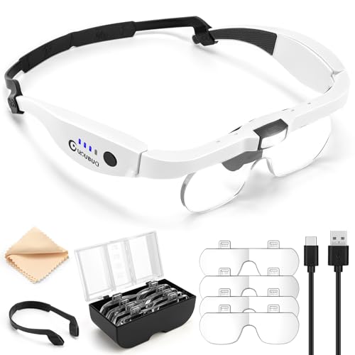 Magnifying Glass with Light, 1.5X-5.0X Magnifying Glasses 4 Lenses - color: White Magnifying Glass With Light