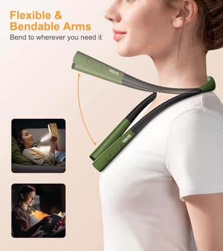 Gritin Book Light, Eye Caring 4-Color&5-Brightness Neck Light Reading Light - color: Deep Green, size: Upgraded