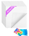 Upgraded eZAKKA 50 Pack 10x10in White Cotton Squares with Overlock Edges - color: White-50 Pack, size: 10 x 10 Inch