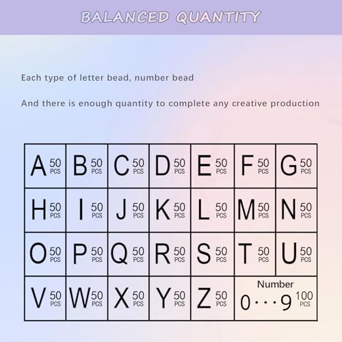Looconi 1400pcs Letter Beads Silver 7x4mm Black on Silver for Jewelry Making Bracelet Hair Braids Crafts - color: Silver, size: 7x4mm