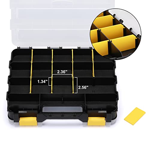 Mayouko Double Side Tools Organizer, Customizable Removable Plastic Dividers, Hardware Box Storage, Small Parts Organizer, 34-Compartment, Black/Yellow - color: Yellow, size: 34 Compartments