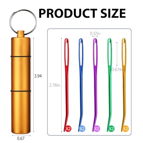 10Pcs Yarn Darning Tapestry Needle,Blunt Yarn Needles,Large Big Eye Weaving Needle for Tapestry,Bent Tip Embroidery,Weaving,Sewing Wool,Darning,Knitting Crochet Accessories with Aluminum Storage