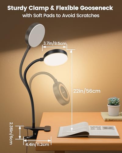 Glocusent 72 LED Clip on Lamp, Dorm Desk Lamp with 1700K Amber Night Light - color: Black