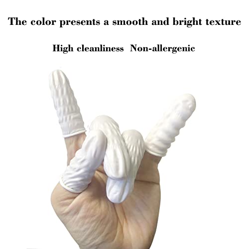 Medium Disposable Nitrile Finger Cots Anti-Static Lens Finger Covers Beauty Protection Sleeves Not Allergic 100pcs (White) - color: White
