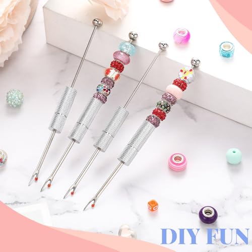 Tondiamo 4 Pcs Beadable Seam Rippers Sharp Thread Cutter Seam Rippers for Sewing Metal Embroidery Removal Tool Tag Remover for Clothes Thread Removing Cutting DIY Gift(Silver) - color: Silver