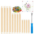 KARUIZI 12 Pcs Stretcher Bars for Needlework 50 Metal Thumb Tacks Wooden Canvas Splicing Stretcher Bars Needlepoint Embroidery Stitch Frame Set for Crafts Art (9" 10" 12") - size: 9"10"12"