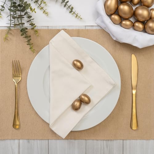 Blue Needles Solid Cloth Napkins 100% Cotton Set of 12-18 x 18 Inches - color: Cream, size: 18" x 18" (Set of 12)