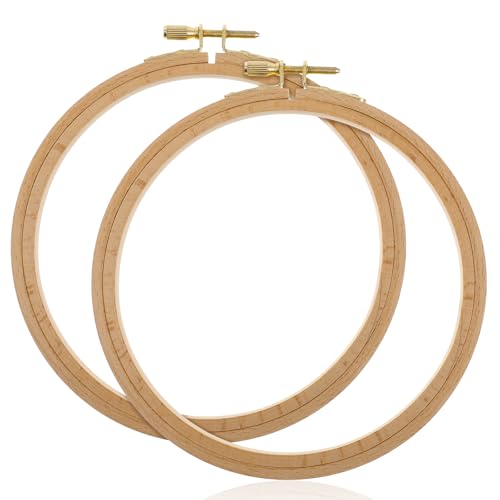 2 Pack 7 Inch Wood Embroidery Hoop, Cross Stitch Supplies, Cross Stitch Hoops Ring, Beech Wooden Embroidery Frames for Art Craft Sewing, DIY Decoration