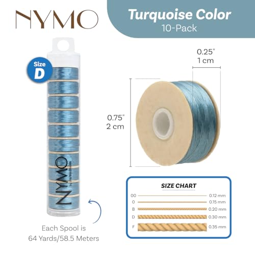 The Beadsmith Nymo Thread, Made of Nylon - size: Size D, 64 Yards, style: Turquoise