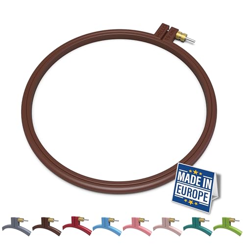Maker Susan Plastic Embroidery Hoop, Hello Series Cross Stitch Hoops for Beginners, Punch Needle Hoop, Embroidery Frames for Sewing, Needlework, Embroidery Projects (Brown, Medium 7.5" (19 cm)) - style: Brown