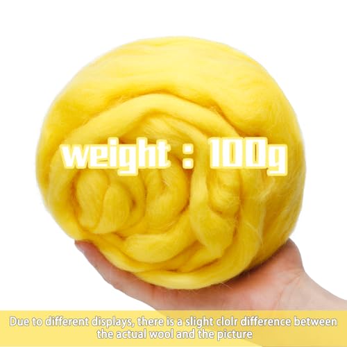3.53oz Needle Felting Wool Roving Wool for Felting Wool Felting Supplies - color: bright yellow