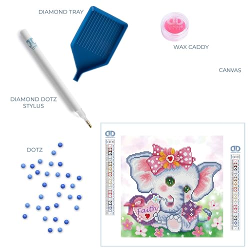 DIAMOND DOTZ Faith Elephant Diamond Painting Kit for Adults with Gems - size: One Size