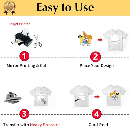 TransOurDream Heat Transfer Paper for Light T Shirts (30 Sheets, 8.5x11") Iron on Transfer Paper for Light & White Fabrics Printable Heat Transfer Vinyl for Inkjet Printer(L1-30) - color: Light, size: 30 Sheets