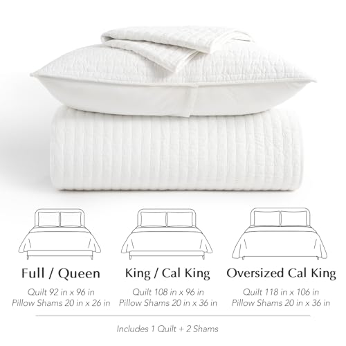 EverGrace 100% Cotton Cross Stitch 3-Piece Quilt, 118"x106", Bright White - color: Bright White, size: OVERSIZED CAL KING (118" x 106")