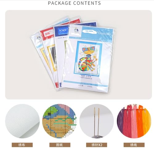 Rosyfoxes Cross Stitch Kits Stamped Full Range of Embroidery Starter Kits for Beginners DIY 14CT 2 Strands -Printed kit Golden Butterfly (Printed) 15.8×18.5inches - color: Golden butterfly (printed) 15.8×18.5inches