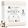 AK TRADING CO. Muslin Fabric/Textile Unbleached - Draping Fabric - Natural 5 Yards Medium Weight - 100% Cotton (63in. Wide) - color: Natural Unbleached, size: 5 Yards
