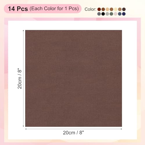 PATIKIL Cotton Fabric Bundles, 14 Pcs 8 x 8 Inch Fat Quarter Solid Color Precut Fabric Squares for Sewing Patchwork Quilting DIY, Coffee Navy Gray - color: Coffee Navy Gray, size: 8 x 8 Inch