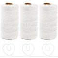 Anvin 984 Feet Cotton Twine Natural Jute Packing String - White for Bakers, Wrapping, Butchers, Baking, Arts and Crafts, Gardening (Pack of 3, 10 Ply 2mm Thick) - color: White