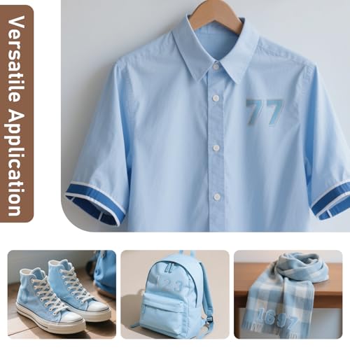 50 Pcs Iron on Numbers Patches for Tote Bags Hats Clothing Light Blue - color: Light Blue, size: Numbers Only