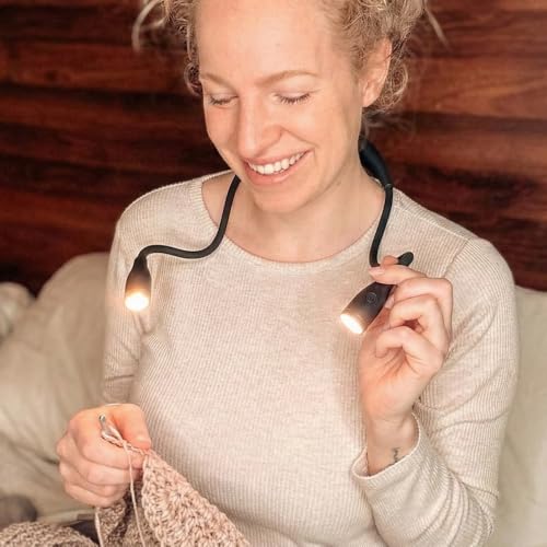Lumos Knitting Light, Crafter Light Around Neck for Knitters and Crocheters, 3 Colors & Adjustable Brightness. Portable, Wearable, Rechargeable&Long Lasting (Black) - color: Black