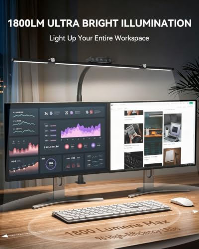 LED Desk Lamp with Clamp, 24W 3-Panel Light for Dual Monitors - style: 27.2 Inch