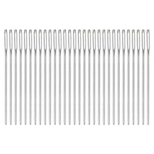 HARFINGTON 30Pcs Large Eye Blunt Stainless Steel Tapestry Needles 2" for Sewing, Knitting, Leather Working & More - size: 2"