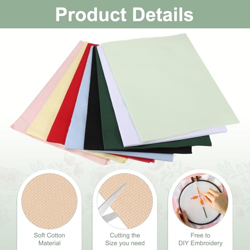 PATIKIL 14 Count Cross Stitch Cloth 19"x28", Embroidery Cotton Fabric DIY Cross Stitch for Handmade Needlework Art Crafts Machine Embroidery, Khaki - color: Khaki, size: 19"x28"