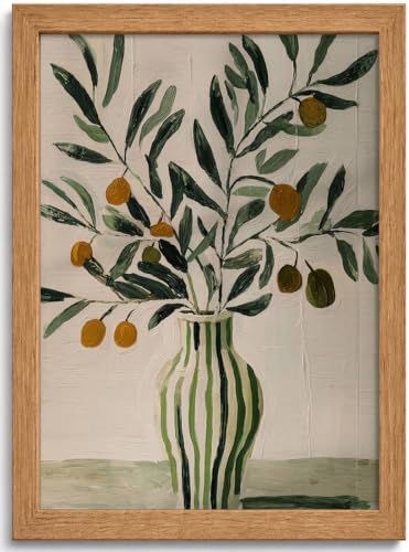 Framed Vintage Olive Branch Canvas Wall Art for Kitchen Bathroom Wall Decor - color: Olive Branch, size: 16"L x 12"W