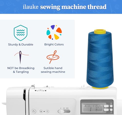ilauke 12 x 1800 Yards Serger Thread Cones, All Purpose Polyester Thread - color: 12colors,1800yd