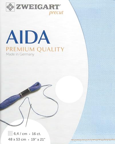 Wizardi Aida 16 Count Blue 3251/503. Needlework Canvas, Cross-Stitch Fabric, Embroidery Cloth, Needlepoint Canvas. 100% Cotton. Precut Zweigart - color: Blue