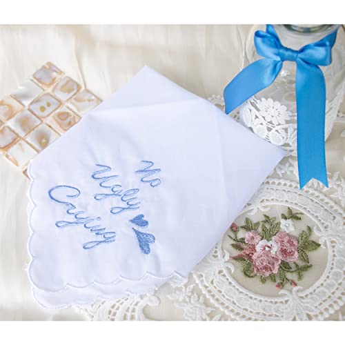 MileyMarla Ladies Embroidery Cotton White Handkerchiefs Lace Wedding Hankies - color: J01-no Ugly Crying 3pcs