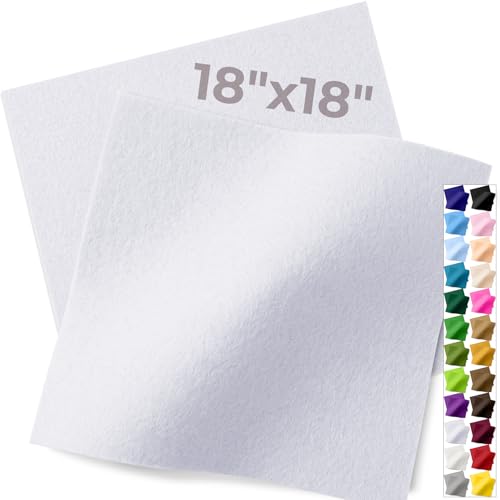 IONTACH 18" X 18" Soft Felt Sheets 1.6mm Thick (2 Packs, White) - color: White