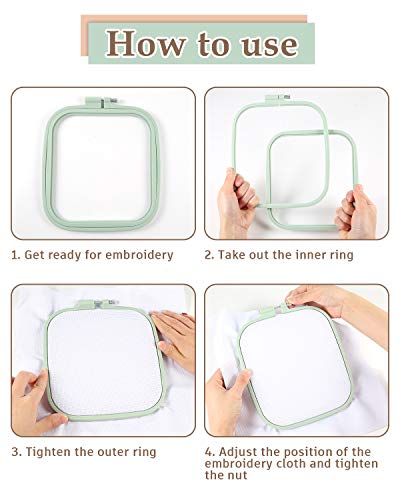 Pllieay Square Embroidery Hoops, 5 Pieces 5 Sizes, ABS Plastic - style: Square - 3", 4.3", 6.5", 8.7", 11"
