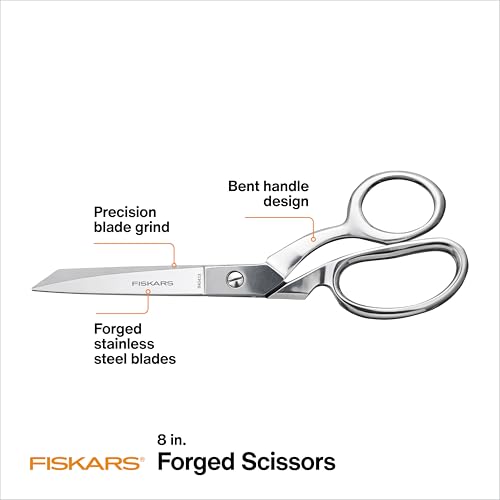 Fiskars 8" Bent Forged Stainless Steel Fabric & Sewing Scissors - style: 8 in.