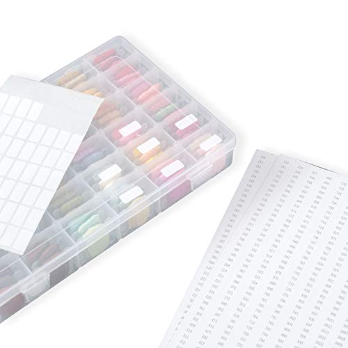 120 Pieces Plastic Floss Bobbins with 36 Grids Embroidery Floss Cross Stitch Organizer Box, White - color: 120 Bobbins & 1 Box