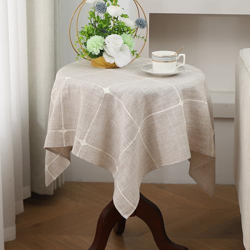 Gernaice Small Square Tablecloth Plaid End Table Cloth 36" x 36" Brown - color: Brown, size: 36" x 36" (Square)