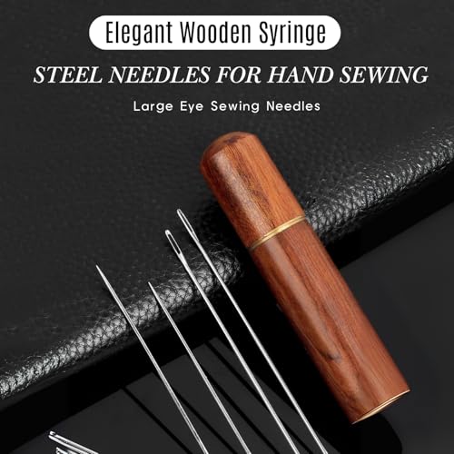 XwXwSeui Big Eye Steel Sewing Needles Kit, 45Pcs Sewing Kit with Wooden Sewing Case, Needle and Thread Kit, Stainless Steel Sewing Needles for Hand Sewing (45Pcs Kits #2) - color: 45Pcs Kits #2