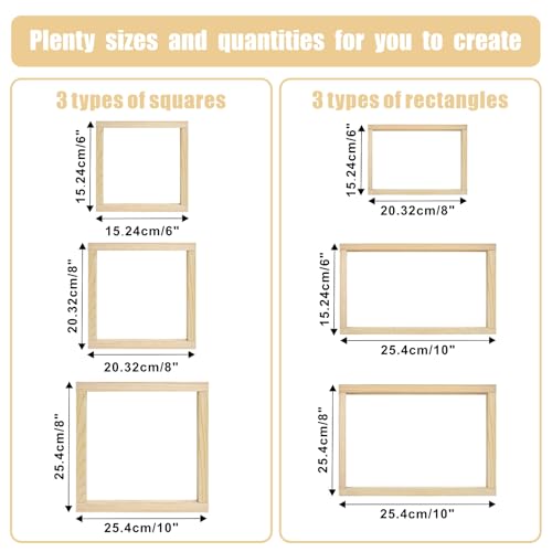 6 Sets 12PCS Wooden Stretcher Bars for Needlework, 3 Size(6 8 10 Inch) - color: natural-6set