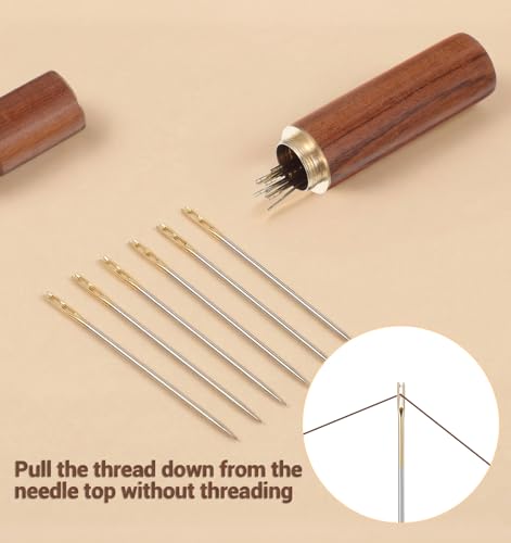 15 PCS Self Threading Needles for Hand Sewing, Easy Thread Needles for Hand Sewing with Metal Storage Tube, Stainless Steel Embroidery Sewing Needles (3.6, 3.8, 4.2 Cm)