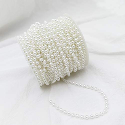 5MM Beaded Trim White Crafts Faux Pearl Beads Garland Roll Strand 82FT - color: White, size: 5mm