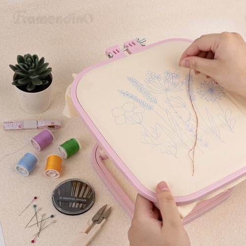 Framendino, Double Layer Embroidery Stand Hoop Hoops Frame for Sewing Craft Projects Purple - color: Purple
